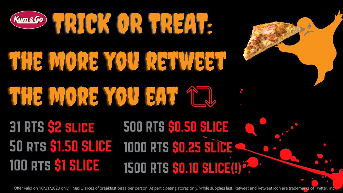 kumandgo's tweet image. social experiment time: in 24 hours i'm making a coupon. the more RTs, the cheaper the halloween breakfast pizza will be. do it for the people: