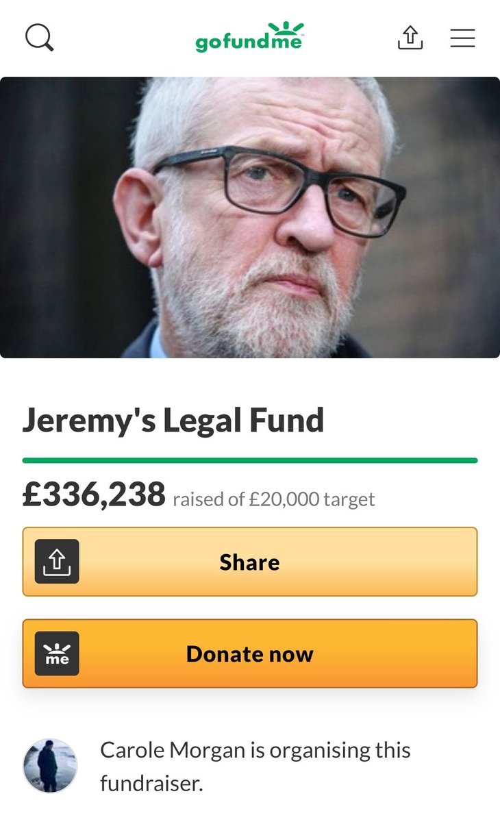 Kate_M_Proctor's tweet image. Money is pouring into Jeremy Corbyn's crowd funded legal fund.