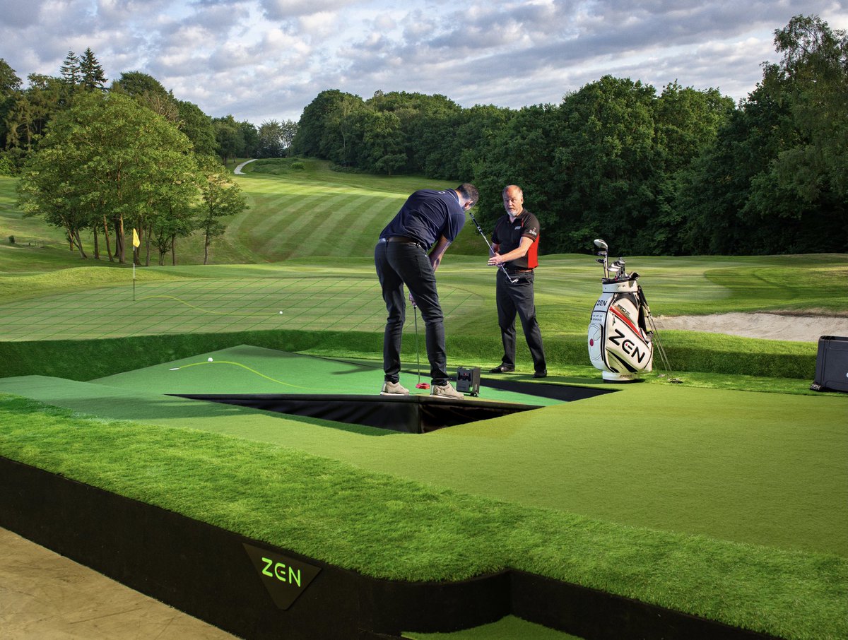 ZenGreenStage's tweet photo. The 2021 Zen Green Stage presents the adjustable golf course. Play real world slopes on the greens and fairways of any course in the world. #PlayDiscoverMaster #ZenYourGame #GolfLife #GolfStudio #SwingRoom #IndoorGolf #WinterGolf #GolfNews https://t.co/D212nD5cl6