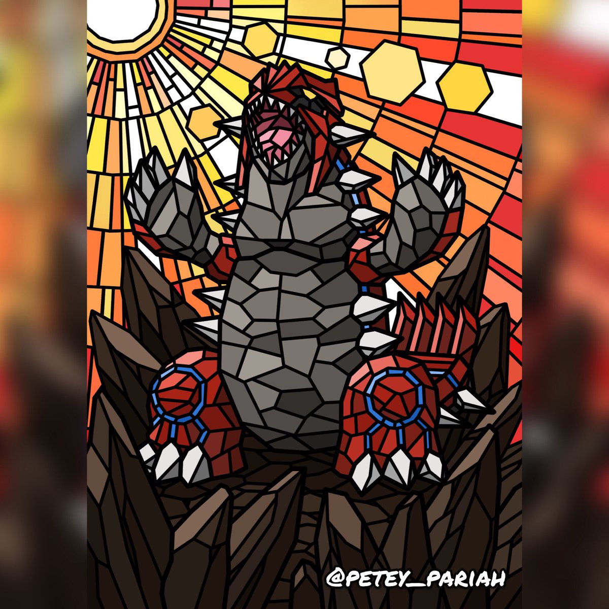Stained glass Groudon