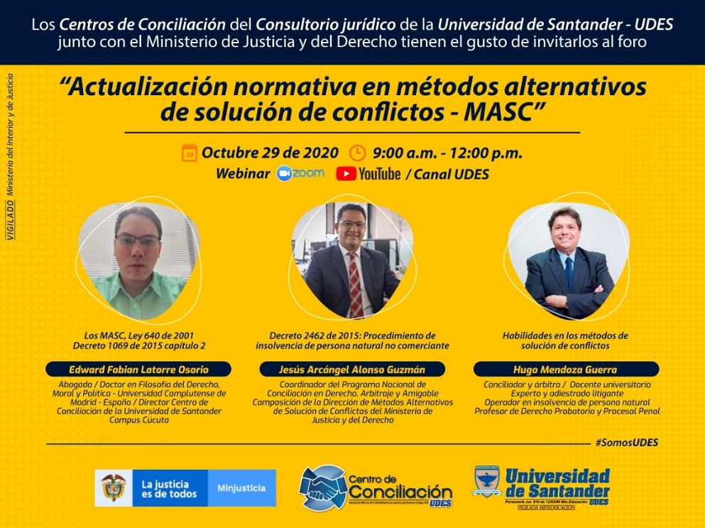 DavidV_'s tweet photo. #UDES_MASC #CentroDeConciliaciónUDES “Actualización normativa en métodos alternativos de solución de conflictos - MASC”. Sigue el evento desde el siguiente enlace totalmente gratis: https://t.co/Bttz9bxieF vía @UDES_Concilia https://t.co/EEulgywJUx