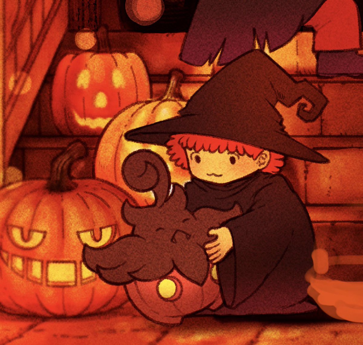 hat witch hat jack-o'-lantern pumpkin :3 short hair halloween  illustration images