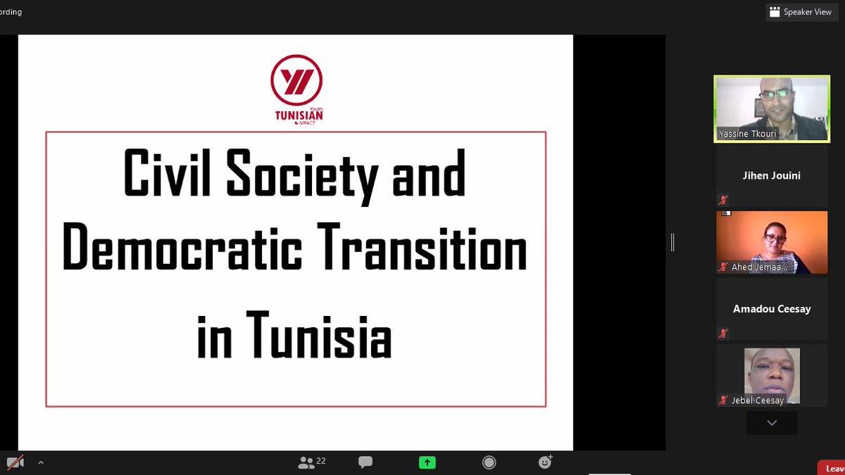 jihenjouini's tweet photo. Today, two of our #MERCI program partners @ImpactTunisian &amp; #Pathways_Foundation are sharing the experience of civil society work in #Tunisia  with #Gambian activists. So excited to collaborate with our @IRI_Africa colleagues on this!
@USMEPI https://t.co/ffNA9dFnMw