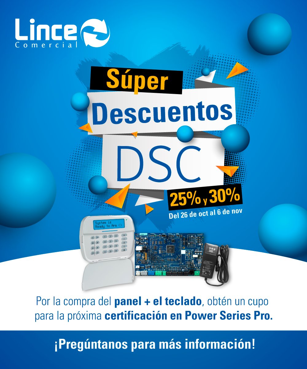 Lince_Comercial's tweet image. ¿Ya conoces los súper descuentos #DSC?
¡Aprovéchalos hasta el 6 de noviembre, no los dejes pasar!

Y hay más, si adquieres el panel + el teclado, obtienes un cupo para la próxima certificación #powerseriespro

¡Contacta a nuestros asesores para más información!