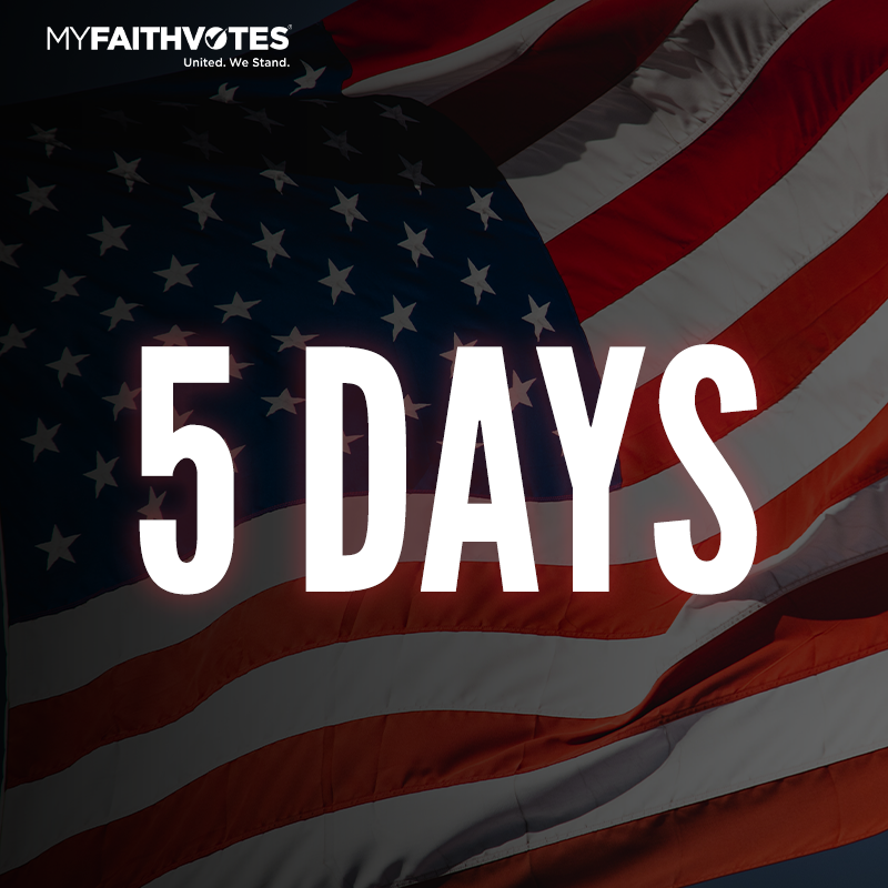 MyFaithVotes's tweet photo. ⏰ ⏰ ⏰ ⏰ ⏰ We have just 5 days left until election day on November 3. Christians don’t waste your opportunity to influence this nation with your critical vote. 🇺🇸 🇺🇸 🇺🇸
https://t.co/ijnu1Zj8hr
#PrayThinkVote #Vote2020 #DoGoodGoVote #MyFaithVotes https://t.co/AilrI7CIVn