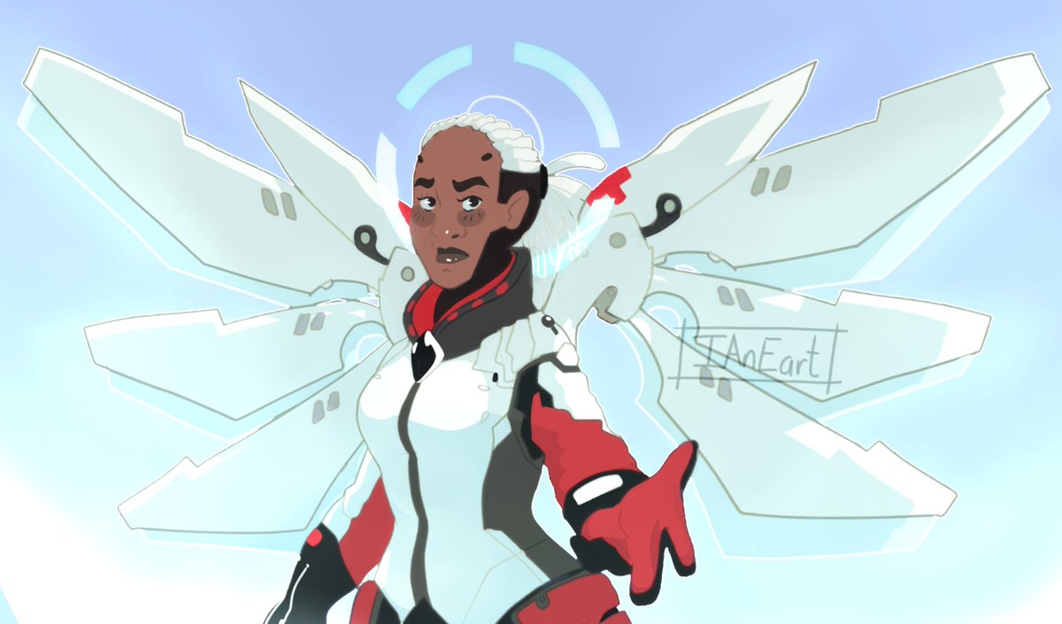 🩹Heroes never die!🩹
Day 29: Video Game
(I tried mixing concept and current Mercy)
#IAnEart #digitalart #blackart #Blacktober #fanart #Overwatch #Mercy 
@TheArtistHelp <a href="/art_booster/">Art Booster</a> <a href="/ArtistRTweeters/">Artist RTs</a> @Rt_d_artiste