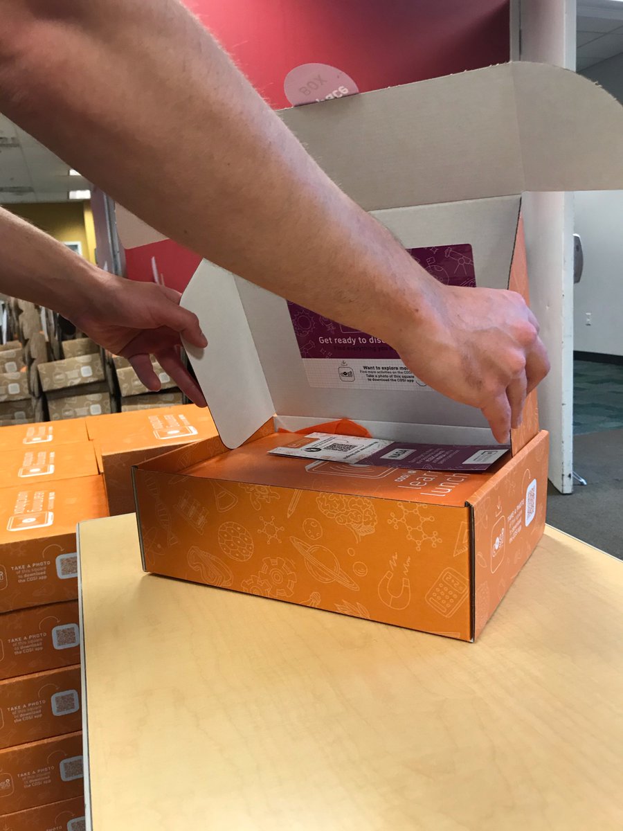 COSI's tweet photo. This morning, we boxed up our 8,000th #LearningLunchbox. The COSI team has been working tirelessly to get these boxes out into our community - thank you to all who have supported us in this endeavor! https://t.co/jWTjtR1xDJ