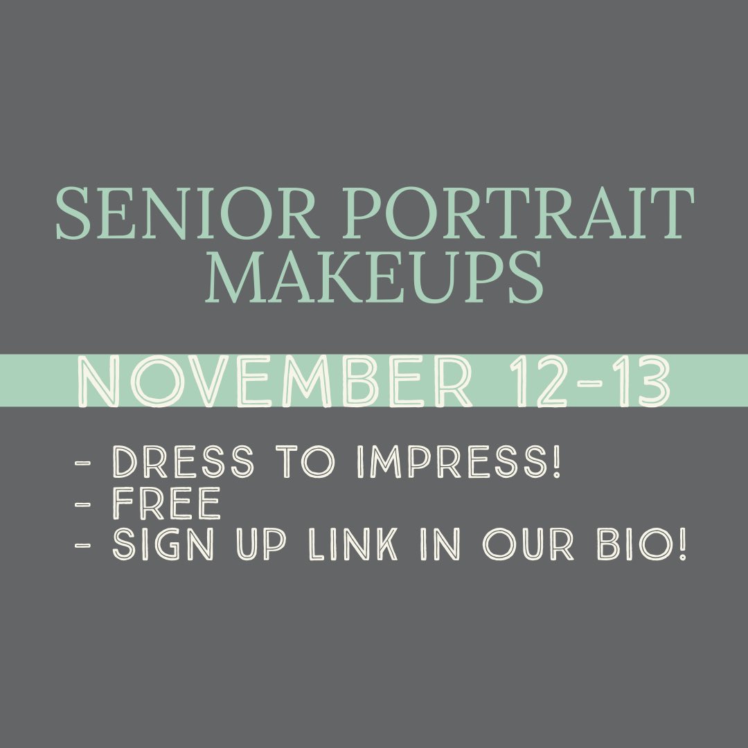 GHHStalon's tweet photo. Senior portrait makeups are now available for sign up and will be taking place November 12–13! Sign up here —> https://t.co/hQ0gUIWlRA https://t.co/2P3HML1Frm
