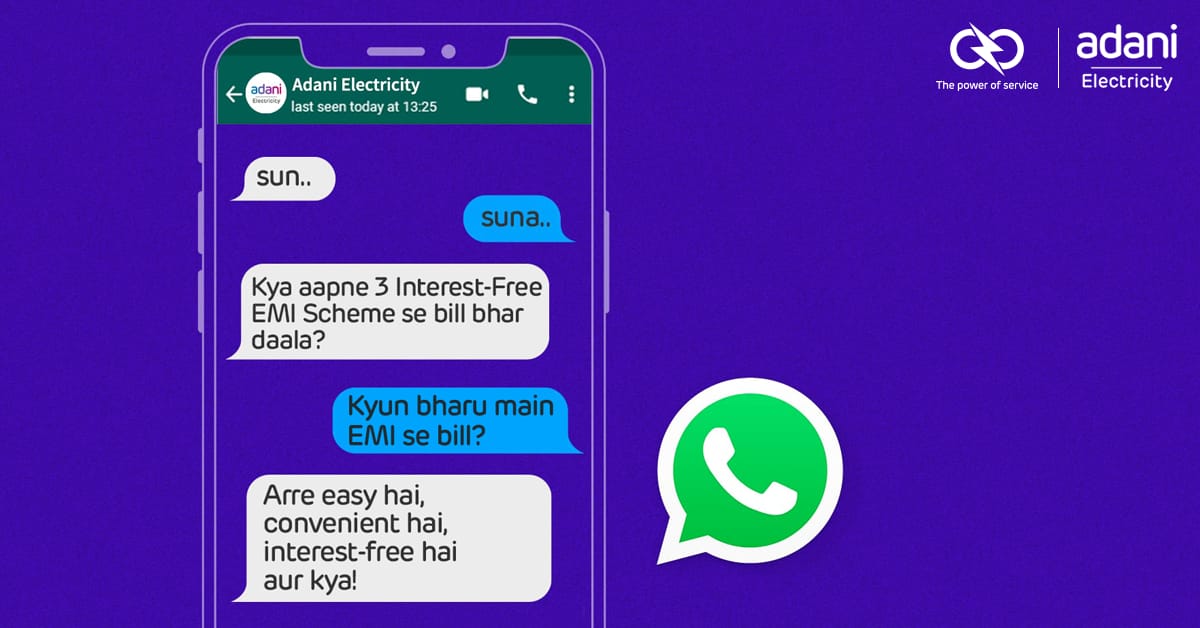 Adani_Elec_Mum's tweet photo. Kal din hai last, pay your electricity bills in 3 Interest-Free EMI fast!
Go to the #AdaniElectricity mobile app now to sign up!

#AEML #InterestFreeEMI #WattsUpMumbai https://t.co/ZRUf1dfjwh