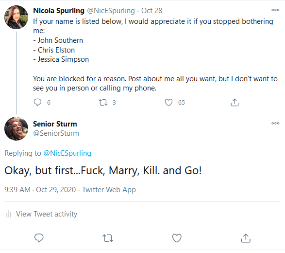 Cinderellaeyed's tweet photo. @trustednerd @NicESpurling @cqrcmp But Nicola doesn't want your help. You're bothering her. Why do you insist on intruding where you aren't welcome? https://t.co/ry83mKHASt