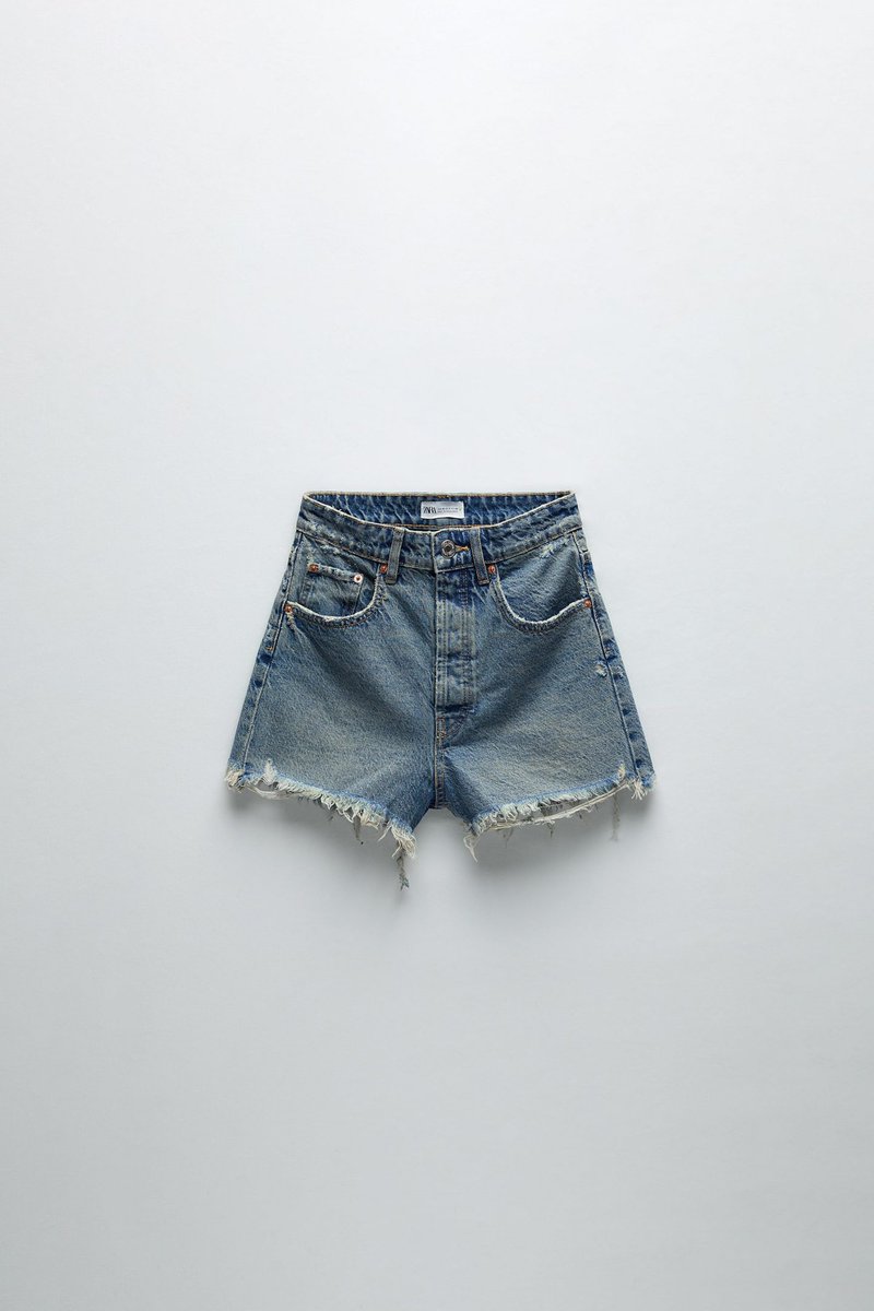 2. Zara Blue shorts, £19.99 ( https://www.zara.com/uk/en/hi-rise-frayed-denim-shorts-trf-p05252003.html?v1=56615994)