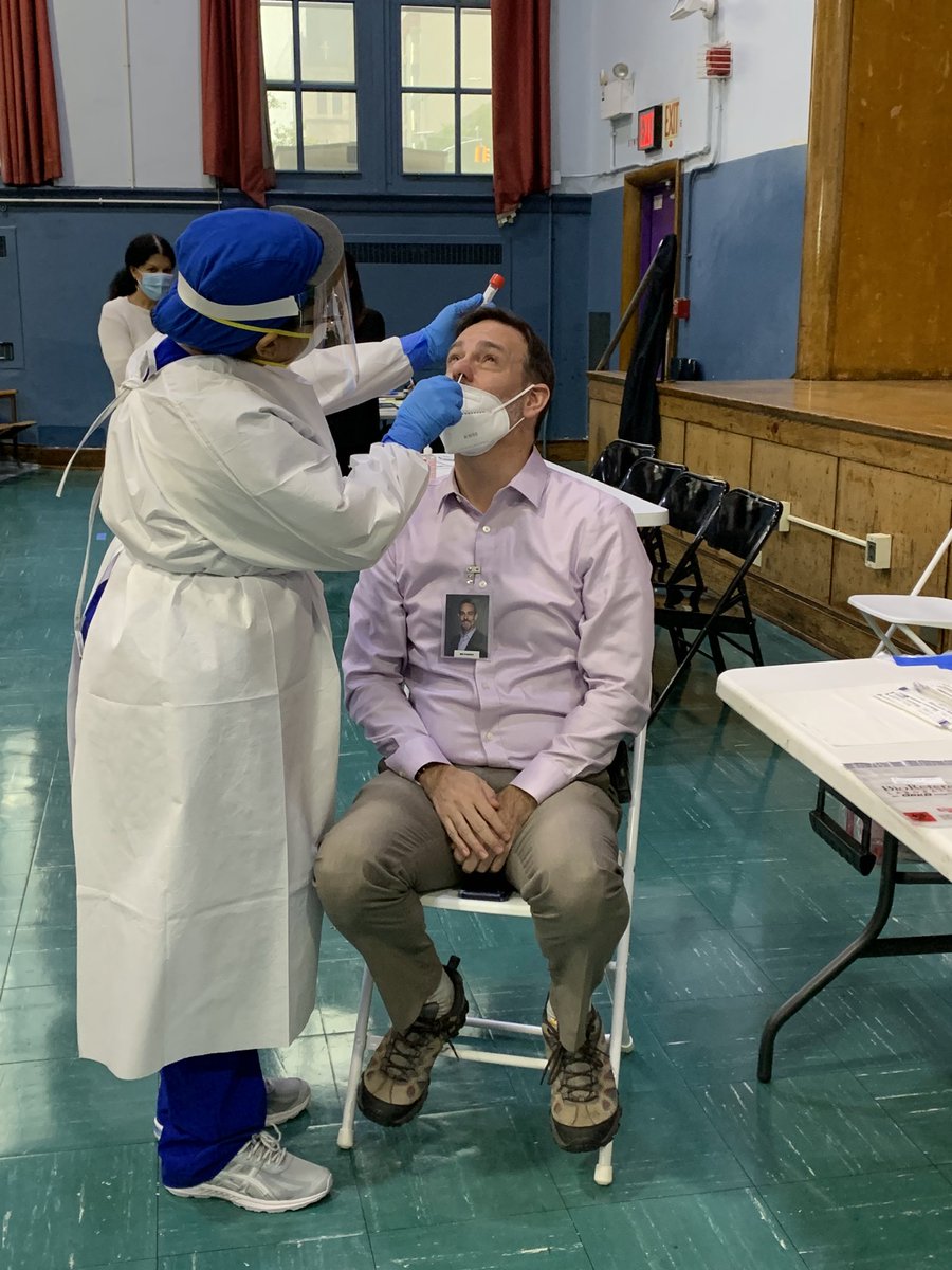 Mr. Parker participating in random Covid-19 testing today. He was just as brave as the students! #LoveLearnDo452