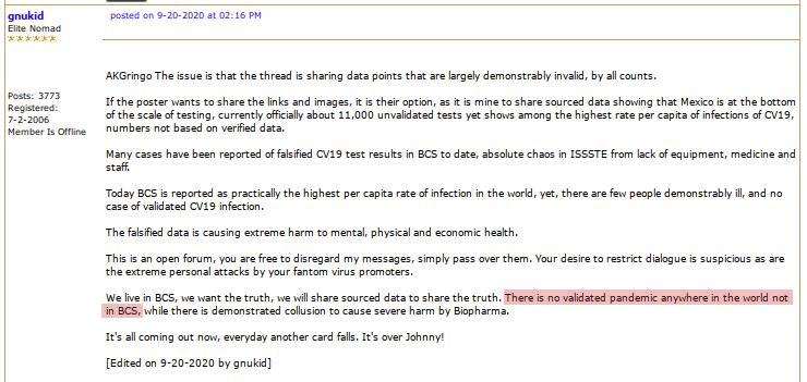 PincheUSGabacho's tweet photo. Even by low #BajaNomad standards that guy #gnukid is an extra elevated moron! : "There is no validated pandemic anywhere in the world, not in BCS...."
If being stupid does minimize you could run a marathon underneath a stamp and parachute under the carpet #GnuKid https://t.co/rdyQqikeOt