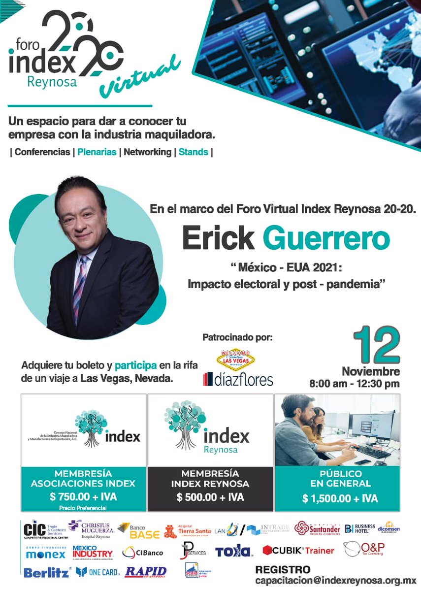 index_nacional's tweet photo. Participa en el Foro index Reynosa 2020
12 noviembre
08:00 a 12:30hrs.
Regístrate en: capacitacion@indexreynosa.org.mx
#ForoVirtual #Foroindex https://t.co/TKpHfAh2zF