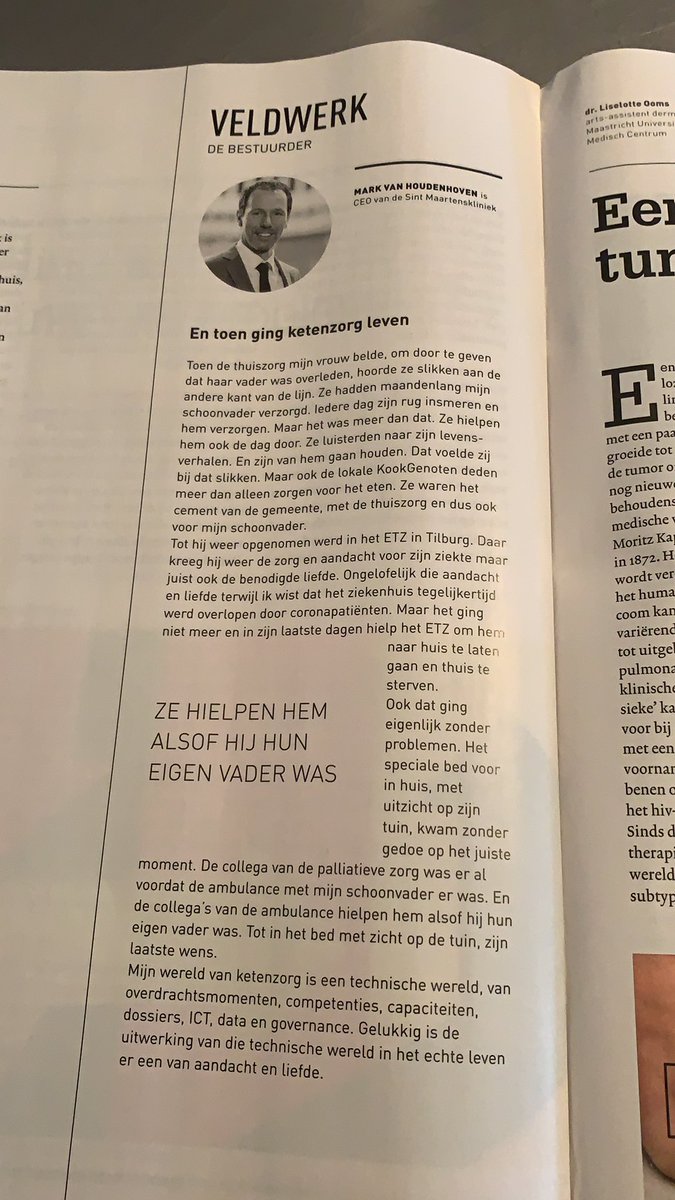 Over hoe de ketenzorg in het echte leven er een van aandacht en liefde is. Rake column van <a href="/MHoudenhoven/">Mark Van Houdenhoven</a> @medischcontact