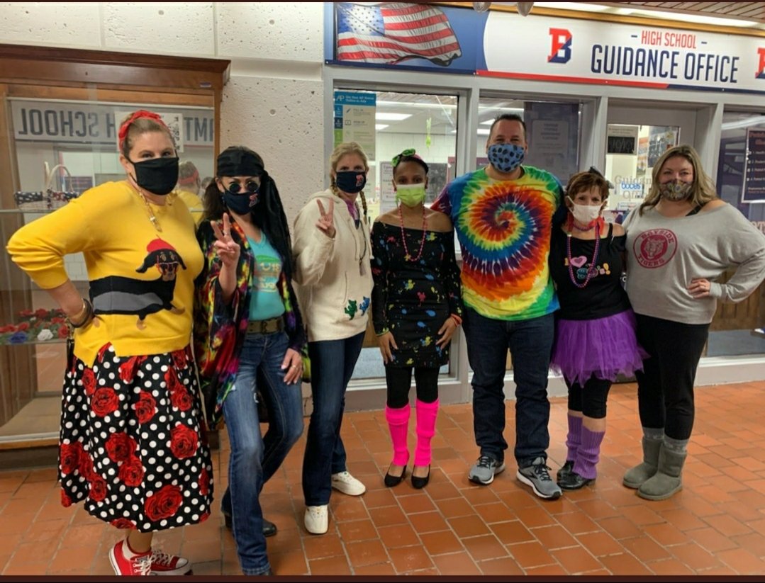 AdminTRodriguez's tweet photo. Decades Day at BHS! Looking super cute!! Everyone dressed up needs to come see me so I can add your pics to the thread! #BPatriotProud #BCSDspiritweek @Kevin_Richman @KClairYezz24 @BinghamtonCSD https://t.co/kd9LOOcV7d