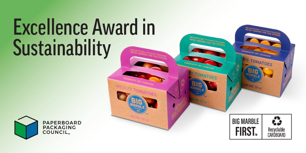 BigMarbleFarms's tweet photo. It sure is nice to see our #BigMarbleFirst packaging earn an Excellence Award & Achievement in Sustainability in the North American @ppcnet competition (a.k.a. the Oscars of the paperboard industry). Saludos, @GreatLittleBox. You make us look #Marbleous! #FarmingForTheFuture https://t.co/yVYEHBgjUU