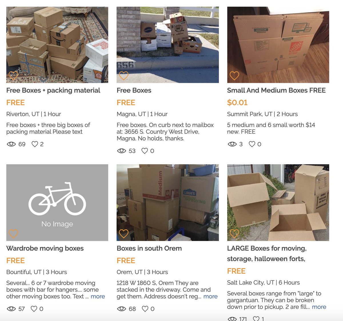 Boxes:I have never paid for boxes.I ask family members to save their Amazon boxes for me.I also look for free boxes on Facebook & classifieds pages.