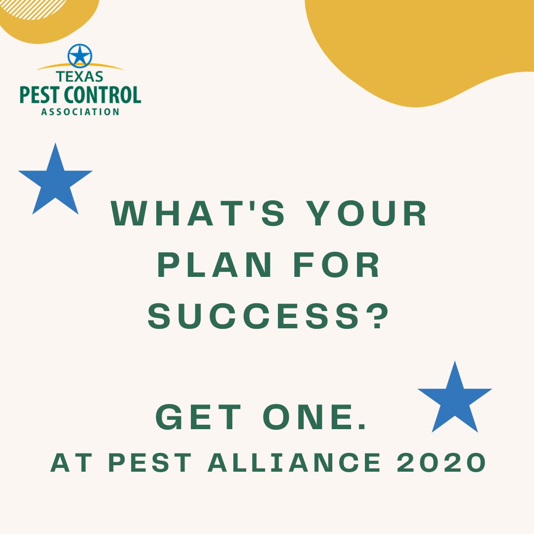 TexasControl's tweet image. Have a plan? 
Do you have it written down? or is it all in your head? 
What are your goals? Where do you want to be in 5 years? 10 years? next week? 
Feeling overwhelmed? Don't.

Join in on Pest Alliance 2020 to get some answers. 

#PA2020