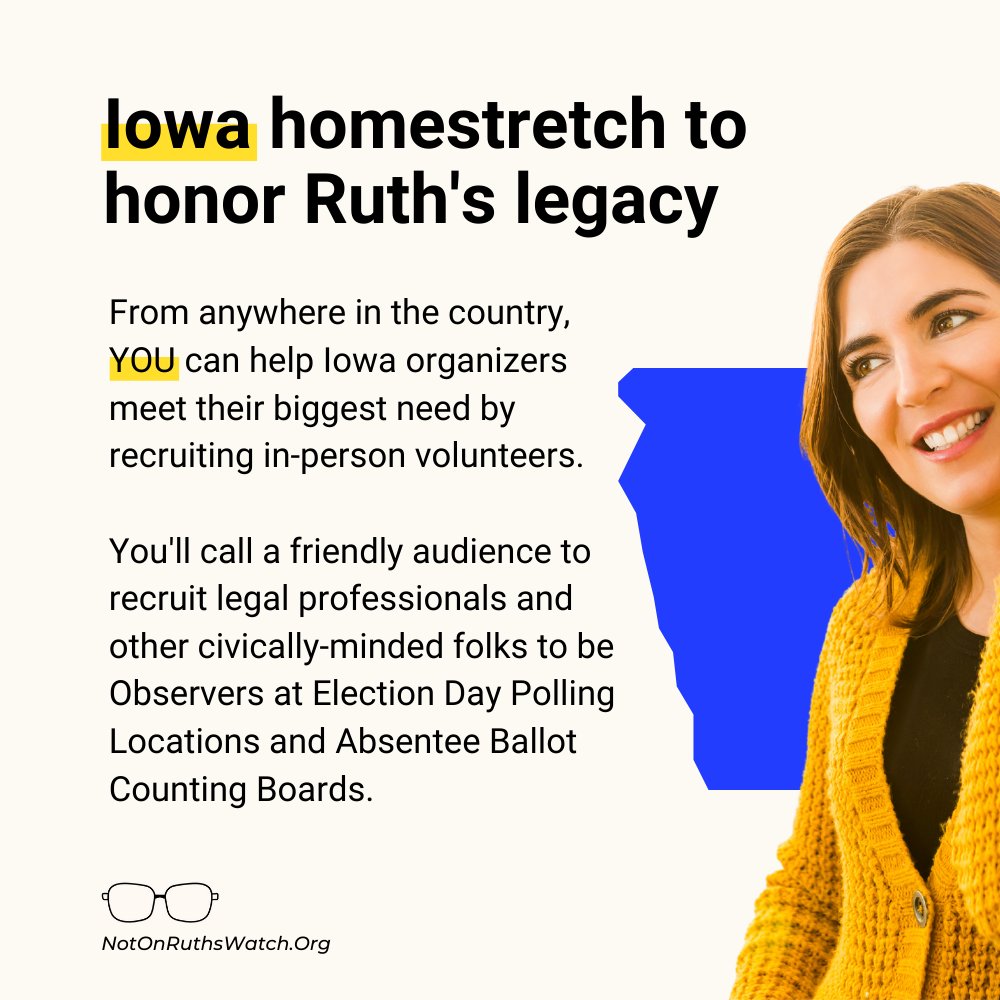 NotOnRuthsWatch's tweet photo. Iowa organizers shared their biggest need, let's help! No matter your location, call a friendly audience to recruit Observers in Iowa for 11/3 sites and counting. TONIGHT  6pm - 8pm CT https://t.co/bsfc7Kdfla Oct. 31, 12pm - 2pm CT https://t.co/haPhg24uxb https://t.co/EyneGiljQm