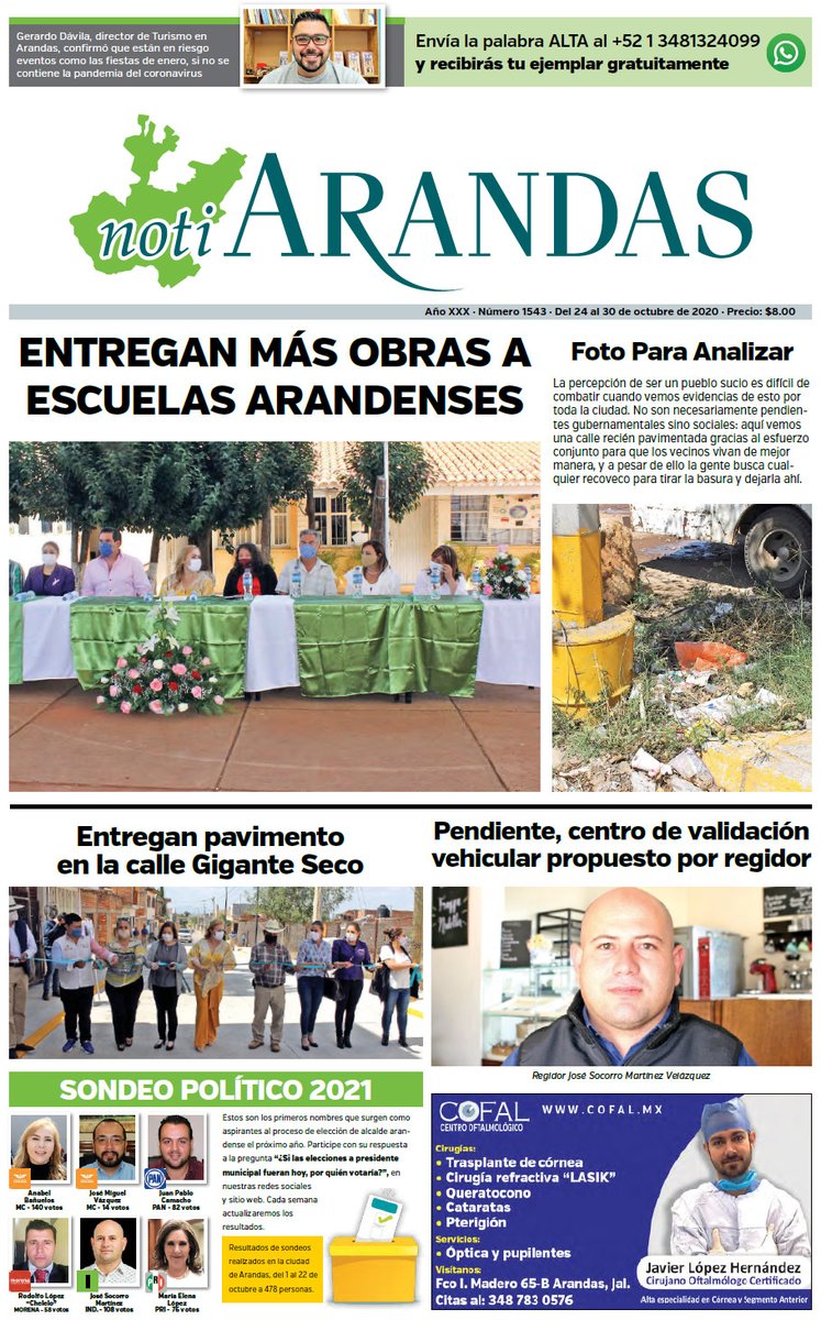 Descarga la edición 1543 de NotiArandas en PDF - Clic aquí: notiarandas.com/wp-content/upl… (Edición del 24 al 30 de octubre)