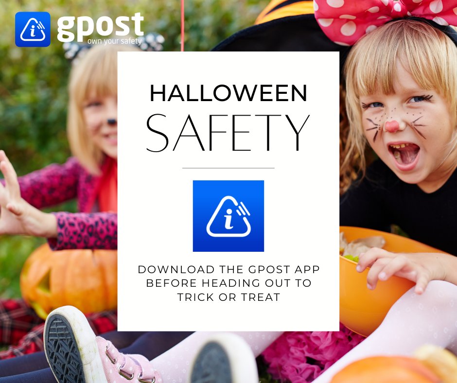 Official_GPost's tweet photo. Trick-or-treating may be different this year, but safety is still the top priority. Stay safe with the free gpost app. #trickortreatsafetytips #personalsafety #safetyforkids #halloweensafety #gpostapp https://t.co/vs24GsiP4P