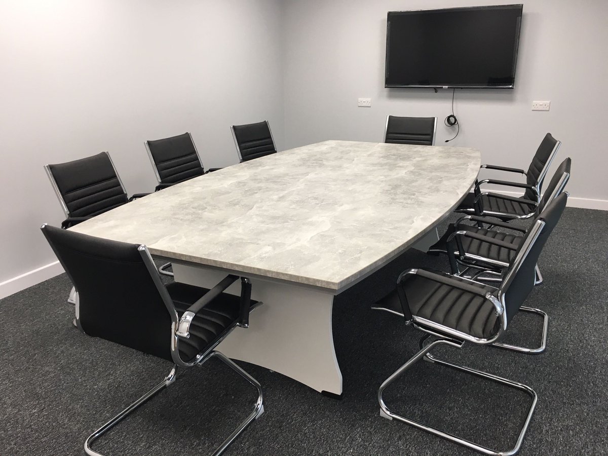 Team_Interiors's tweet image. We have just supplied this bespoke conference table, finished concrete top with white base and 8 black faux leather chairs on chrome cantilever frames for our customer in Kent.

#conferencetable #bespoketable #officechairs #officefurniture #Kent #Southeast