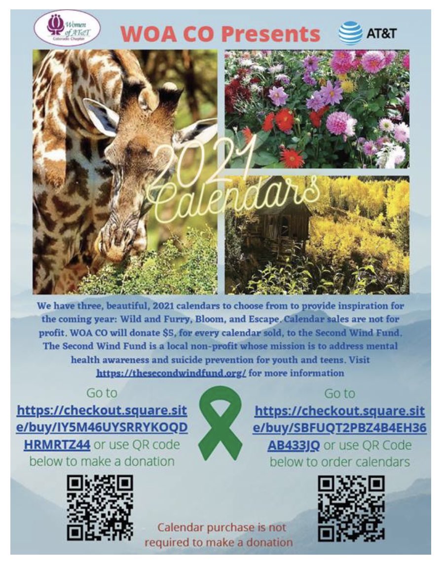 Last opportunity to purchase a WOA CO Calendar or to make a donation to Second Wind. 

To learn more about our calendars, watch the video below:
 
2021 WOA CO Calendar Video: m.youtube.com/watch?v=7qQiC6…