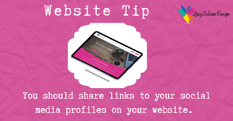 lucycalnan's tweet photo. You should share links to your social media profiles on your website and vice versa.

This helps to create brand awareness and gives people ways to connect with your business.

#websitetip #websitehintsandtips #websiteadvice #brandawareness #digitalmarketing #lucycalnandesign https://t.co/kRKBNrGnIX