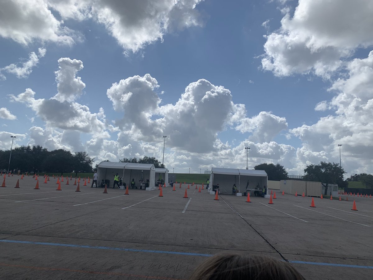 Onto Houston (yes, that’s the Astrodome)The tents are for the drive-thru mail ballot drop