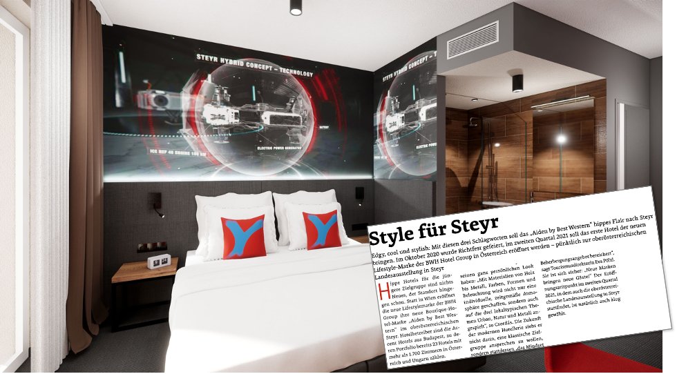 'Style für Steyr' - Journalistin Jasmin Kreutlisch @Kosmopoetin berichtet in der  @OEGZ_AT über das österreichweit erste #AidenbyBestWestern, das 2021  eröffnet. Vielen Dank für den tollen Artikel! 😊🤩