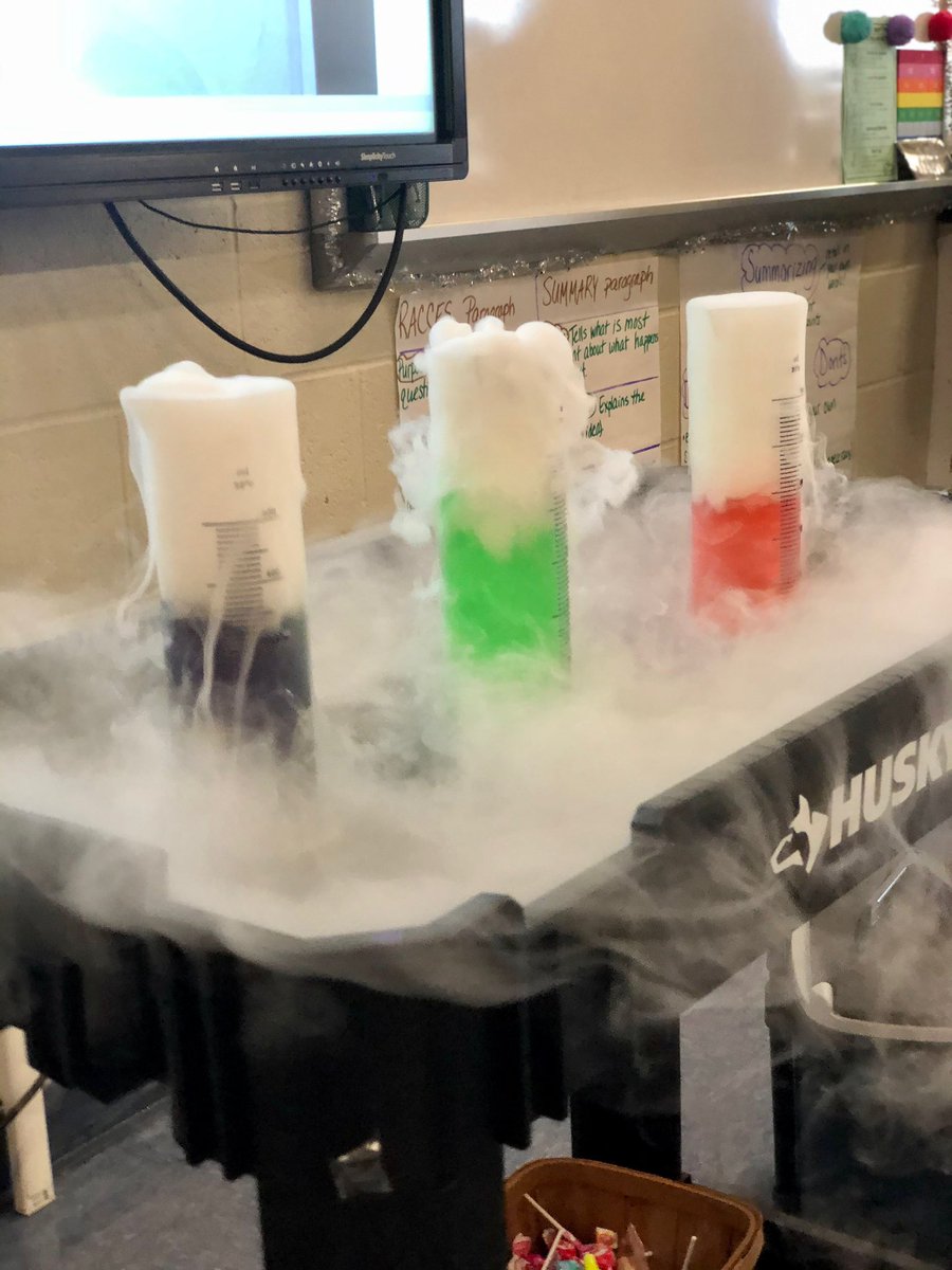 MrsLKillian's tweet photo. The “coolest” way to celebrate Halloween! 🎃 👻 💨 #bmspride #happyscientists #dryicefun @MichelleFalleti https://t.co/wrmRsoQIgB