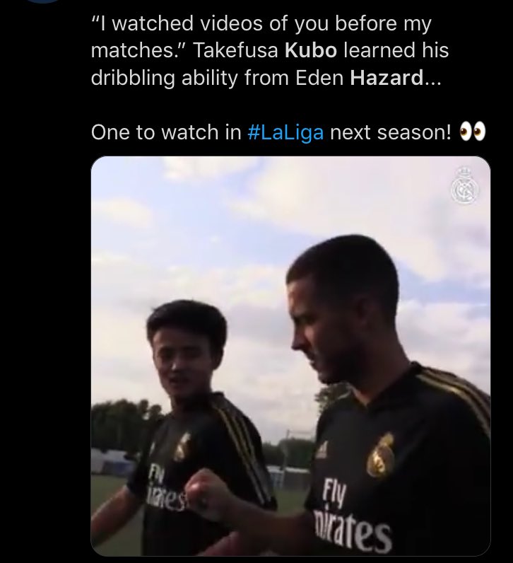 Kubo: "I watch Hazard's videos before my matches and learn how to dribble."