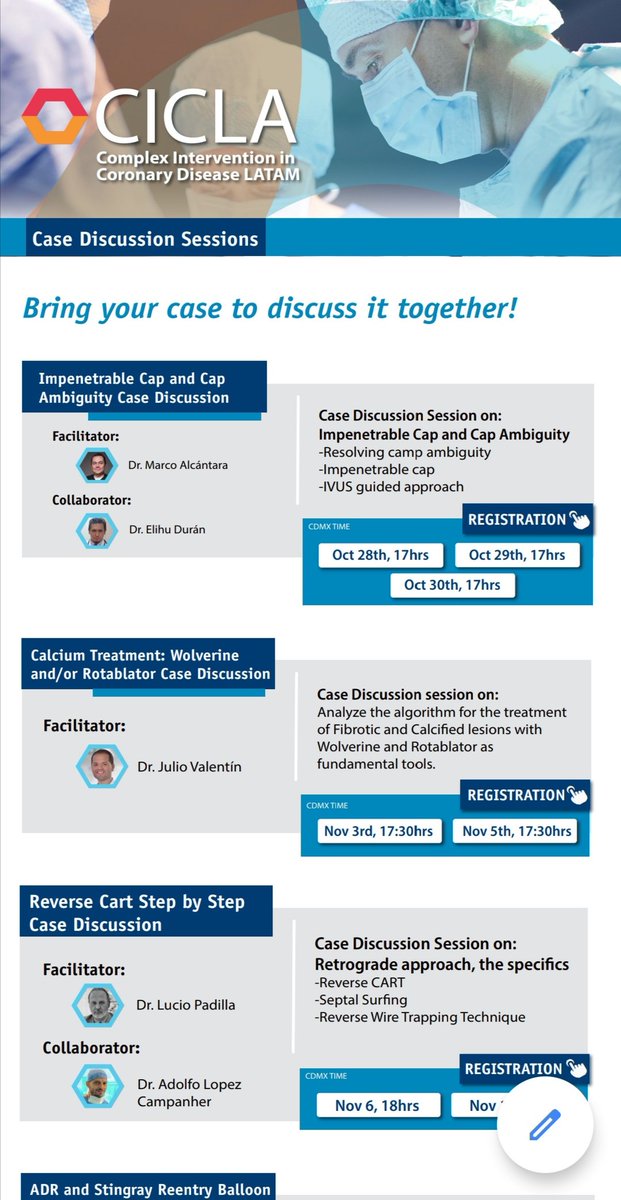 cardioelihu's tweet image. CICLA
Complex Intervention in Coronary Disease LATAM

@AlcantaraCardio
@luciotpadilla
@mornei2011
@felixdamasds
@HemoMacGregor

#ProgramaCTOsMacGregor
#HemodinamiaMacGregor
#TeamComplex
#MasterTheComplex
#CTOPCI
#CTO 
#CasoHemodinamia