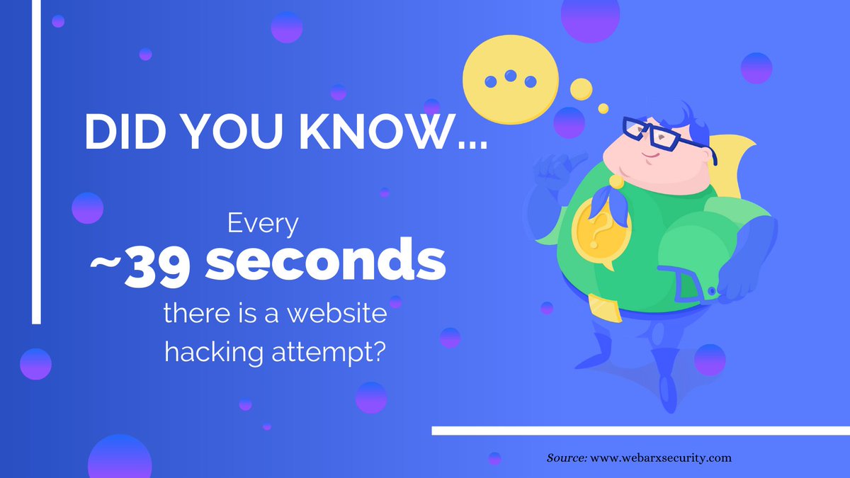 Did you know that every ~39 seconds there is a website hacking attempt?! 🤖🤖🤖

Be sure to check out last weeks #TechTalkTuesday article to learn what you can do to protect your #WordPress site! 🔥

🔗 blog.bigscoots.com/tech-talk-tues…

#BigScoots #webhosting