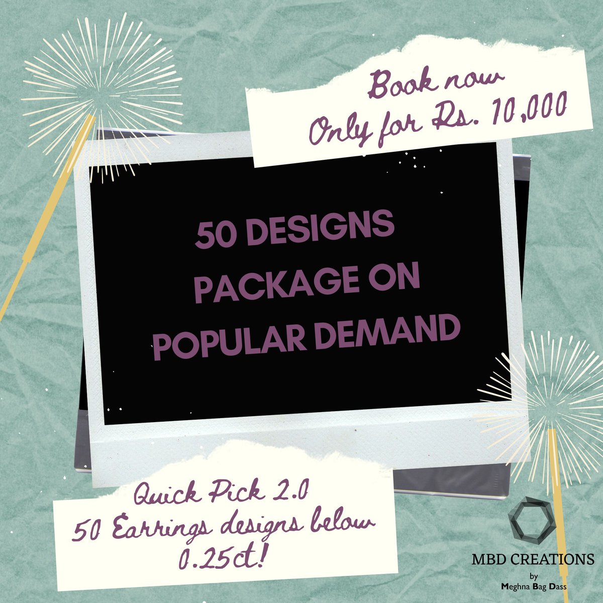 On popular demand we are back with QUICK PICK 2.0
50 exclusive new Earrings Designs within 0.25ct diamond weight .
lnkd.in/d4Jt-r3
#jewelry #jewelrydesigner #diamonds #gold #goldjewelery #jewellerydesigning #swarovski #swarovskijewelery #DesignInspiration #designthinking