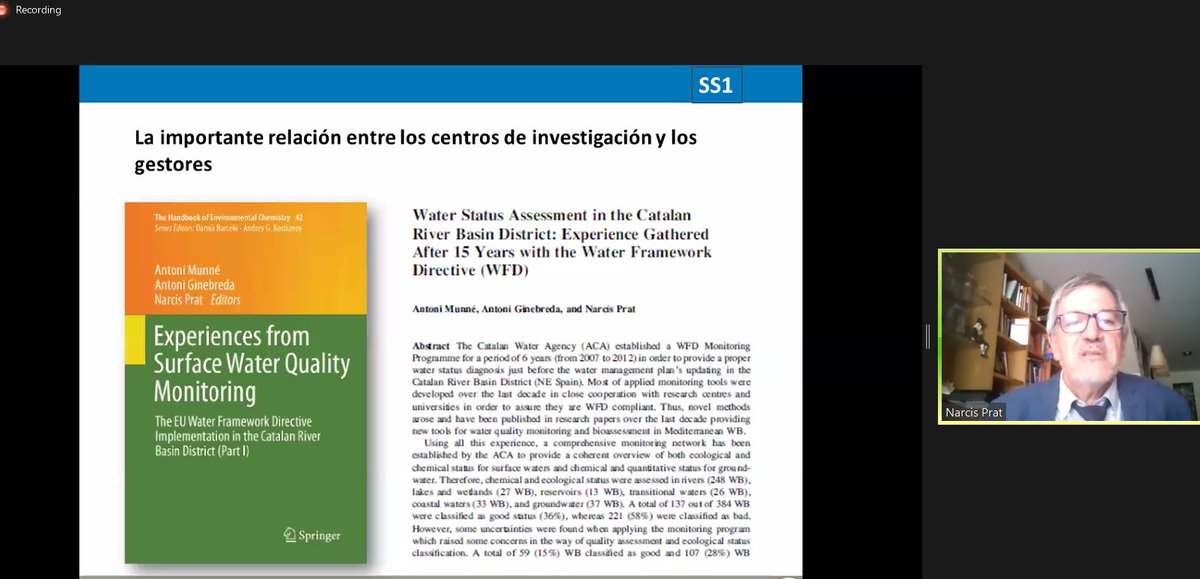Plenary talk by @nprat50, awarded the 1st Life-time Achievement Award for his contribution to the development of limnology in the Iberian Peninsula. Congrats and thanks for such an intense, enthusiastic and influential career!
<a href="/limnologia2020/">Limnología2020</a>
