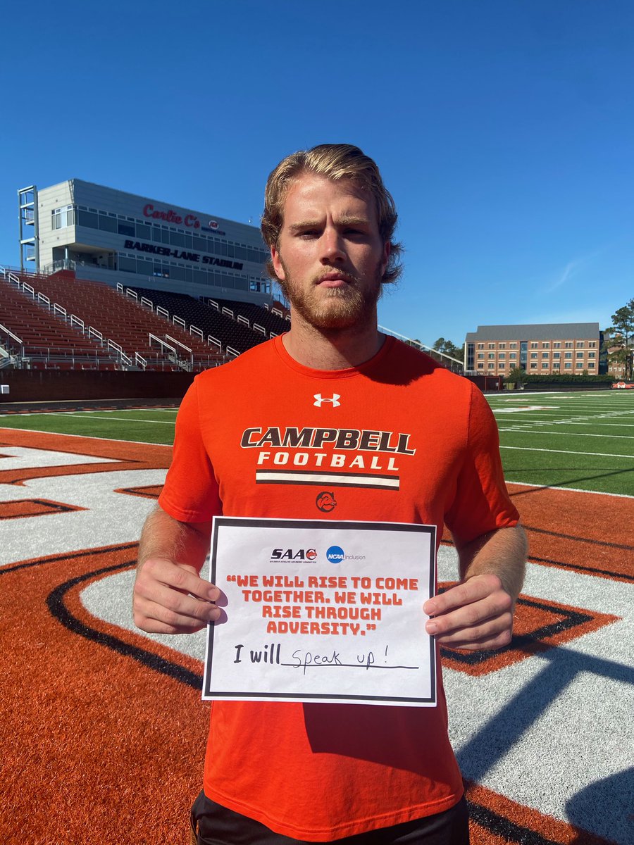 GoCamelsFB's tweet photo. We will RISE to come together. We will RISE through adversity.  

#TogetherWeRise | #NCAAInclusion https://t.co/E5H9fhEhFF