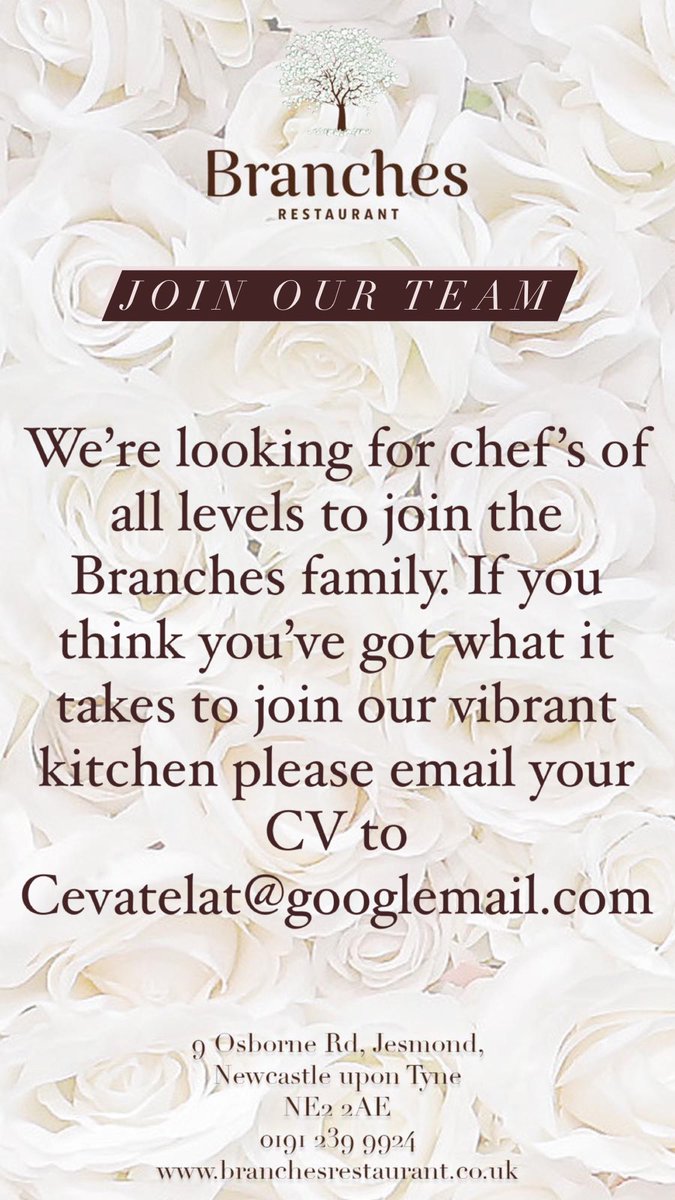 WE’RE HIRING

We’re looking for chefs of all levels to join our award winning team! 

If you think you think you’ve got what it takes please email our head chef on Cevatelat@googlemail.com

#nejobs #werehiring #joinourteam #newcastlejobs #chef #newcastlechef #northeastjobs