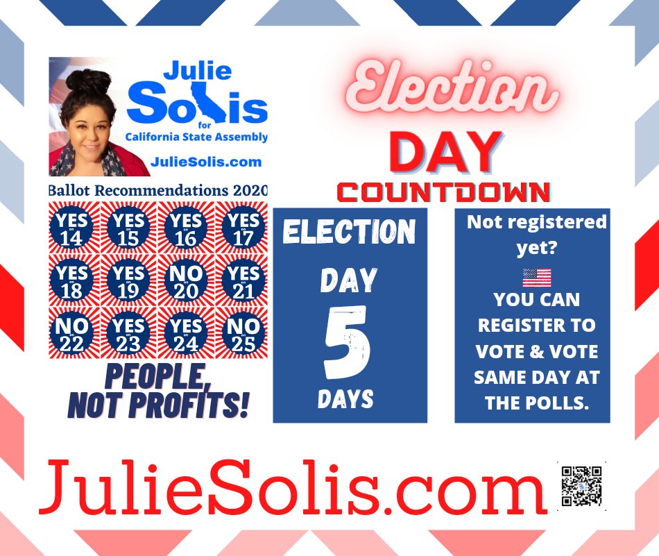 Solis4Ca's tweet photo. #ElectionDayCountdown🇺🇲
I'm a corporate-free candidate who will continue my fierce fight in the state legislature for healthcare for all, rent forgiveness, environmental justice, &amp; worker protections.✊🏼
Can you chip-in and help me?
Please donate here:🔽
https://t.co/0UaXfLIRc5 https://t.co/SkgvsbB31a