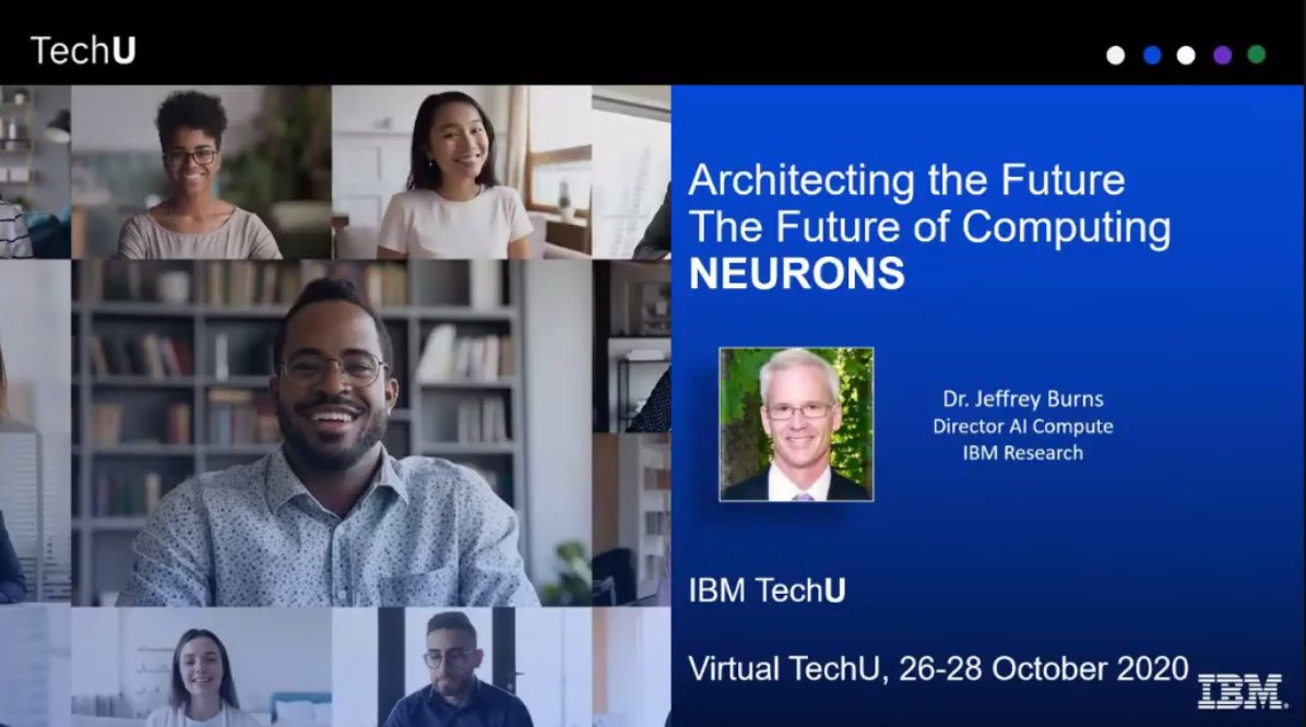 wauerochs's tweet photo. 2020 Virtual TechU
#IBM #TechU #TechUTalks #IBMTechU
by @IBM

@wauerochs from @DATEV
participate as #DATEVinfluencer

#IBMTechUf203184] Architecting the Future
the future of computing - #bits, #neurons, #qubits 
@Thomas_Harrer
Jeff Burns https://t.co/HphwvWFY56 explains #Neurons https://t.co/FBe4FyYB2n