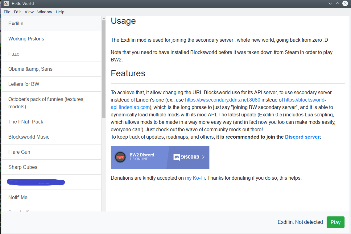 Blocksworld The secondary server (Blocksworld_2) / Twitter