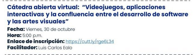 IUsbmed's tweet photo. #Robyrecomienda
Les recomiendo esta cátedra abierta virtual: 
"Videojuegos, aplicaciones interactivas y la confluencia entre el desarrollo de software y las artes visuales"

Link de Zoom:
https://t.co/c8Pf4BKseH
ID de reunión: 848 9683 9752
Código de acceso: 351593 https://t.co/NrfWRW5MVs