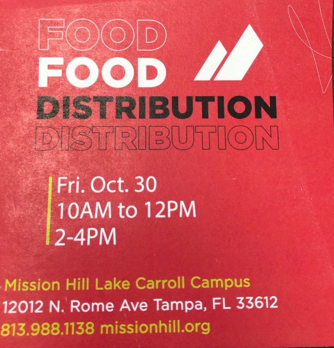 Our community partner Mission Hill Church will be having a food distribution tomorrow