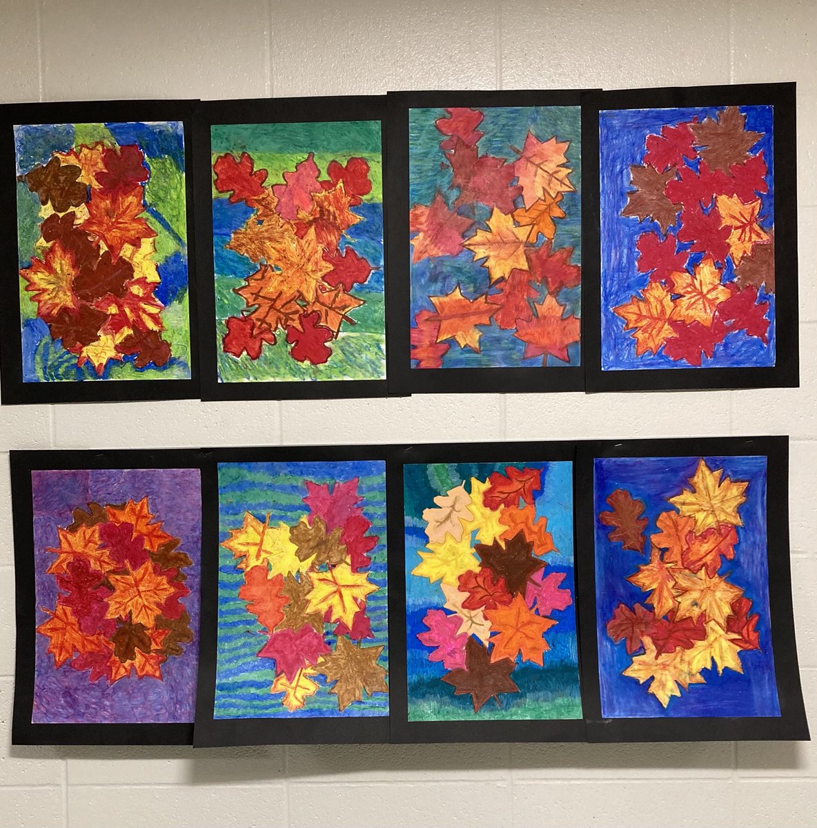 MrJonesWBISD's tweet photo. Even when virtual, students bring life to our building #missourfalcons #artmatters #art #oilpastels ⁦@CraigFleece⁩ #fallcolors #positivity https://t.co/yiAijouiN1