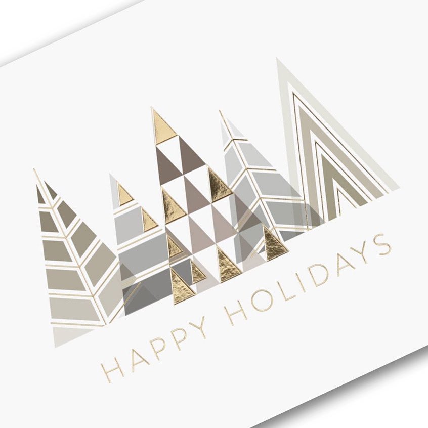 CarlsonCraft's tweet photo. This ‘Modern Trees’ card featuring nontraditional colors, geometric patterns &amp; elements of gold foil is one simple way to send out those holiday greetings in a different yet wonderful way!
 
https://t.co/NlFsUbAhVF

#carlsoncraft #foilprinting #holidaycards #joy #gratitude https://t.co/GnBYNUa9sD