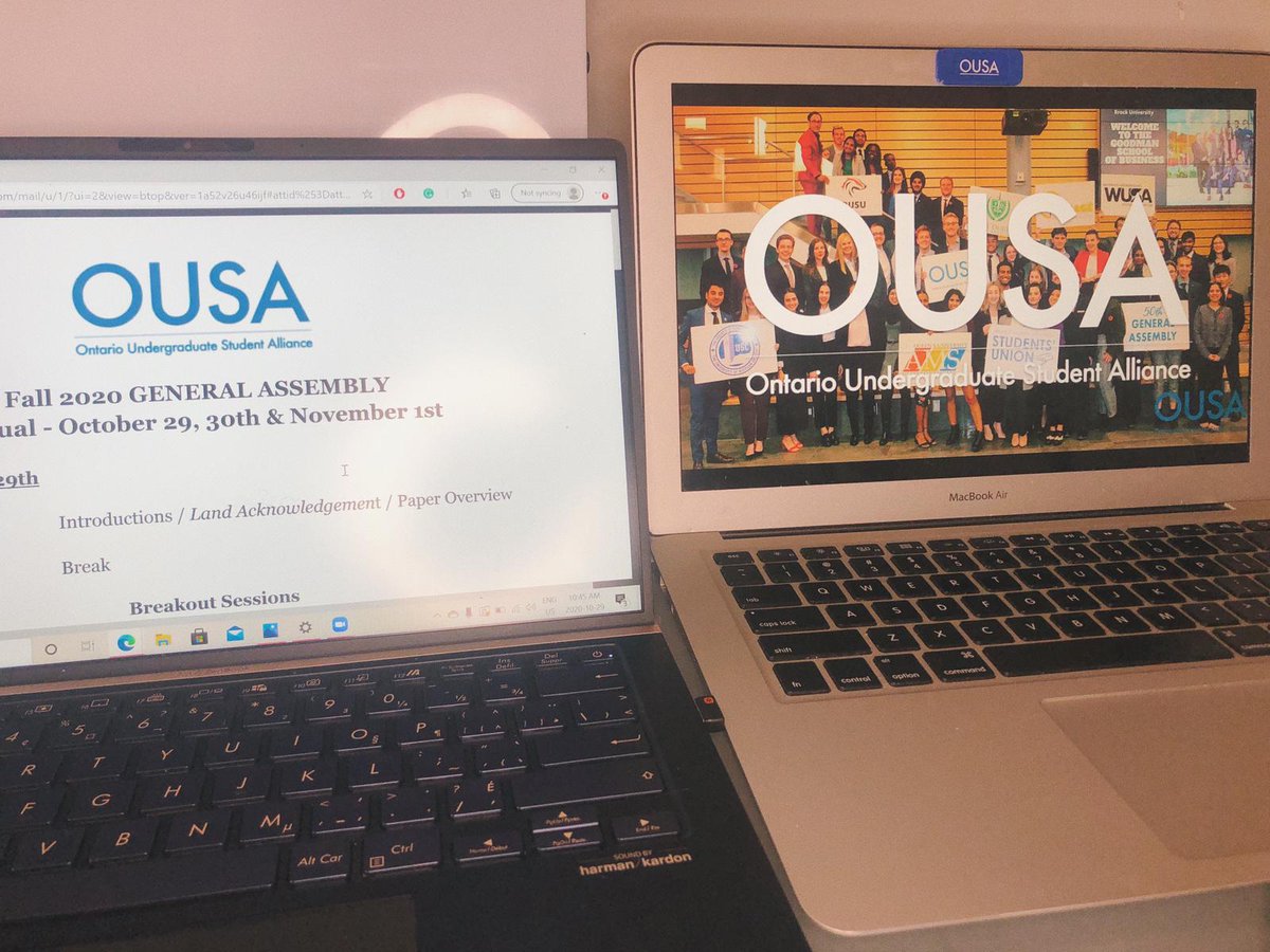 OUSAhome's tweet photo. OUSA's 52nd General Assembly has begun and breakouts are underway! We are (virtually) hosting over 50 delegates from all eight of our member schools for a weekend full of advocacy and fun. #OUSAGA https://t.co/5yGk9J8siZ