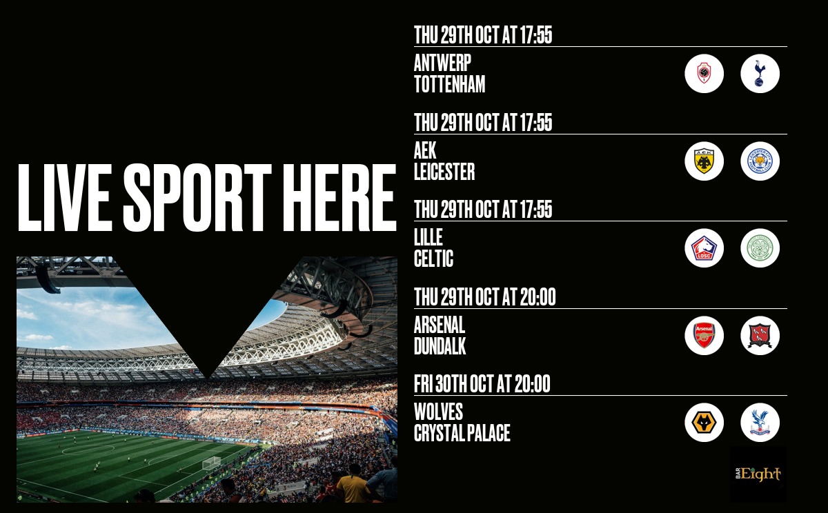 bareightmcr's tweet photo. All matches shown live tonight at Bar Eight
https://t.co/Ug8B1exXNg https://t.co/kHATjfrqQf