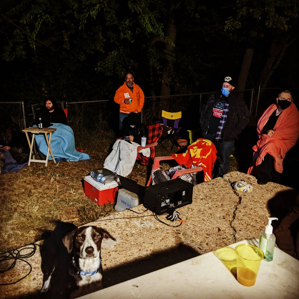 OzzyZion's tweet photo. Last night was just a warm up! Thanks @MIWband for getting the party started. Tonight in my backyard aka The Catalina Drive-In it's time for #TheSilverScream 8 foot screen + 150W PA. My neighbor's are gonna become big @ICENINEKILLS fans like it or not. #HappyHalloween https://t.co/pgv4psYmA5