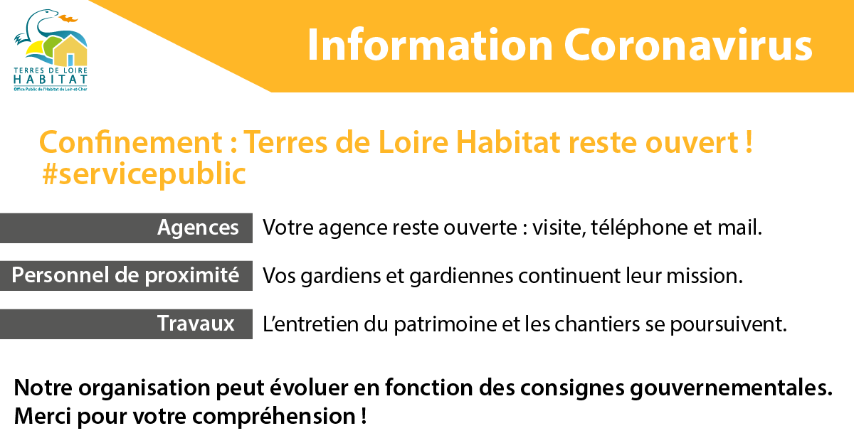 Durant le confinement, Terres de Loire Habitat maintient son activité ! Plus que jamais, le logement social répond présent. #servicepublic #logementsocial #ush #locataires